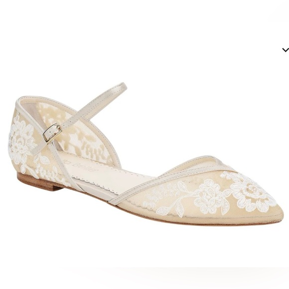 Bella Belle CELIA Lace D'Orsay Nude Flats for Wedding - Size 7.5.  Worn once! - Picture 6 of 11